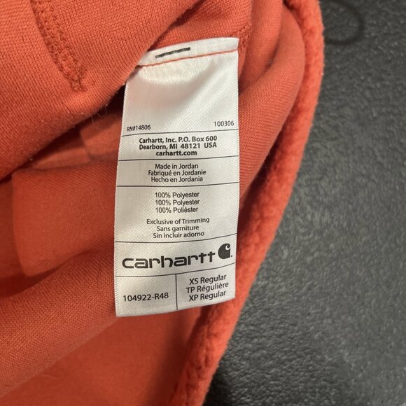 Carhartt Jacket Womens XS Orange Relaxed Fleece Pullover Sherpa 1/4 Snap Outdoor - Picture 7 of 9